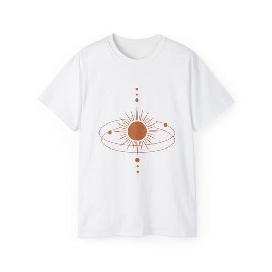 Minimal Celestial Orbit T-Shirt | Sun & Planet Graphic | Unisex Aesthetic Tee